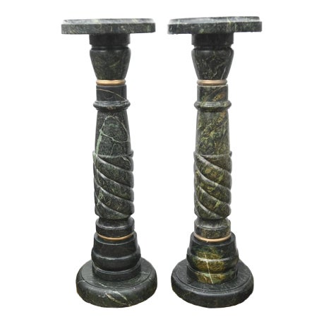 Italian Marble Pedestals, Set of 2 For Sale