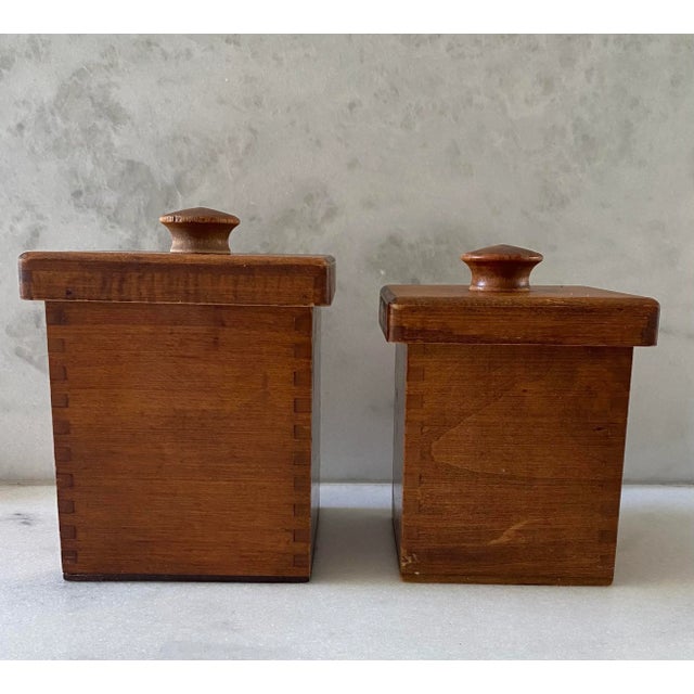Wood Vintage Woodcroftery Coffee and Tea Canister Set For Sale - Image 7 of 12