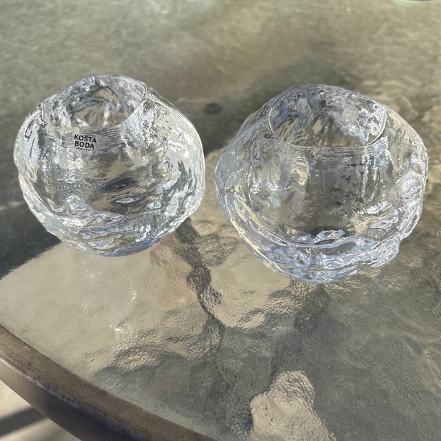 Contemporary Vintage 1970's Kosta Boda Snowball Candleholders -Set of 2 For Sale - Image 3 of 4
