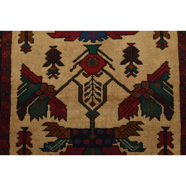 1990s Baloch Rug 2’9” X 4’11” Beige Wool Vintage Tribal Hand-Knotted Oriental Carpet For Sale - Image 5 of 10