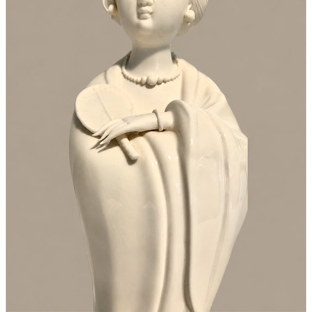 White Large Mid Century Modern Ceramic Mixed Finish Gump's Geisha Statue Figurine For Sale - Image 8 of 11