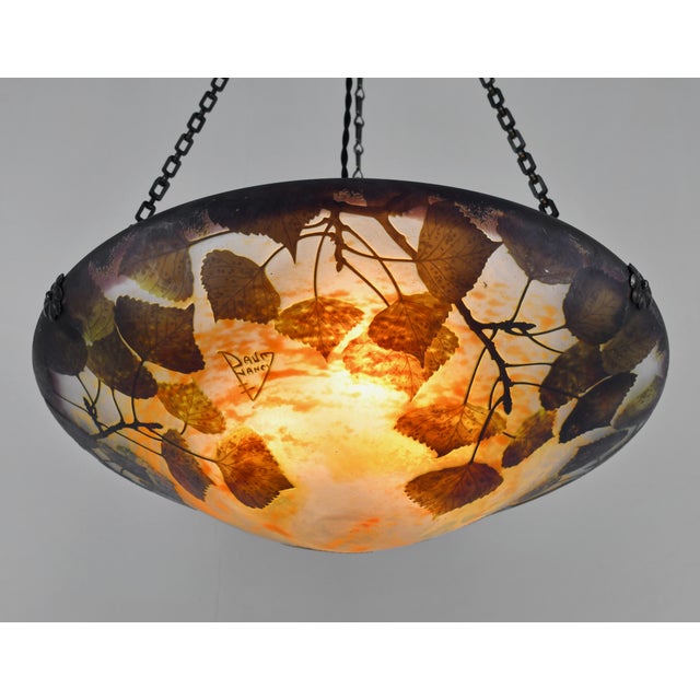 1920s Daum Majorelle French Art Deco Cameo Glass Pendant Chandelier For Sale - Image 10 of 15
