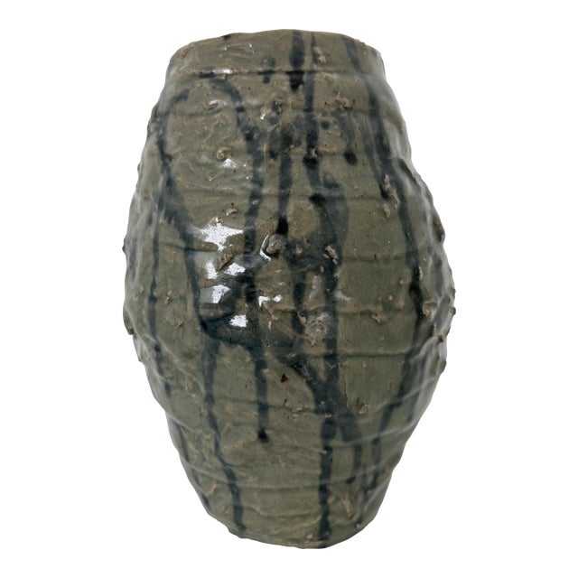 Large 1970's Brutalist Studio Art Glazed Pottery Vase For Sale