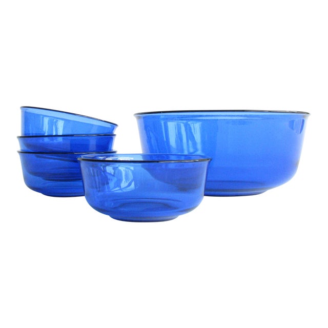 Vintage Arcoroc France Cobalt Blue Serving Bowl Set 5 Pieces Chairish