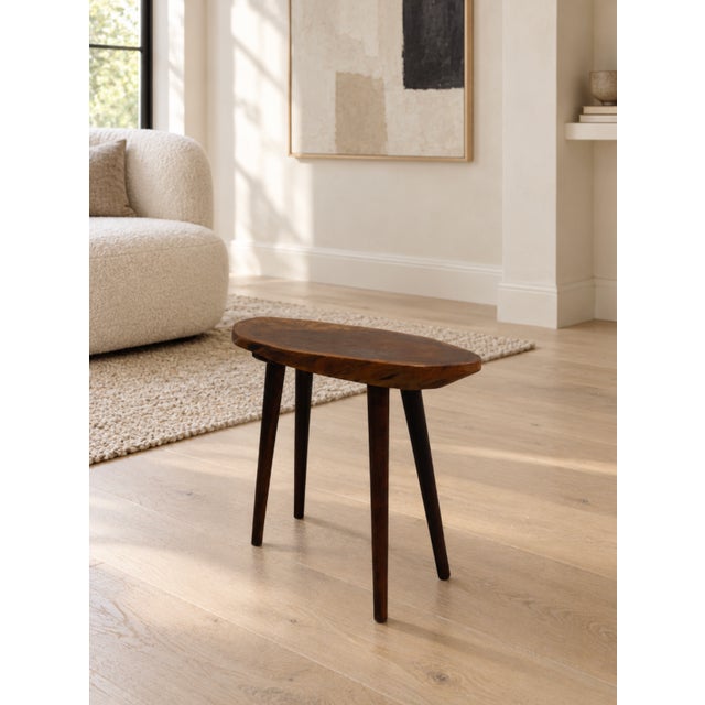Signed Roy Sheldon Live Edge Stool Side Table, Vermont 1972, American Studio Craft, C. 1972 For Sale - Image 12 of 12