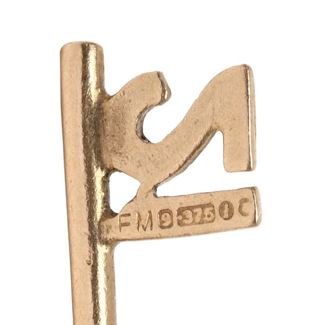 Modern Vintage British Hallmarks 21 Key Charm, 9k Yellow Gold, Length 1 1/8 In For Sale - Image 3 of 4