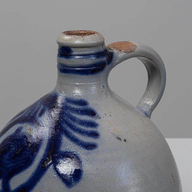 20th Century Belgian Traditional Blue and Gray Ceramic Vase for Home Decor For Sale In Greensboro - Image 6 of 18