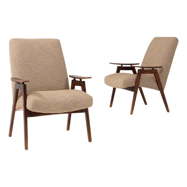 1960s Czech Upholstered Armchairs By TON - A Pair For Sale