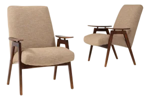 1960s Czech Upholstered Armchairs By TON - A Pair