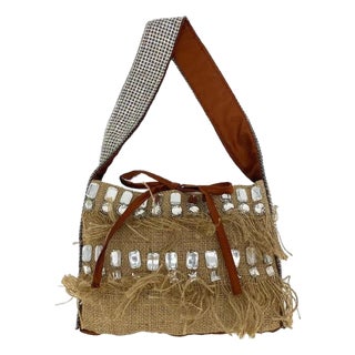 Mid 20th Century Dolce and Gabbana Crystal Rhinestone Burlap Shoulder Bag For Sale