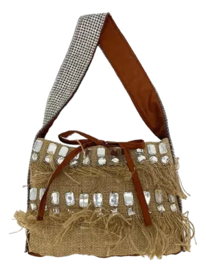 Mid 20th Century Dolce and Gabbana Crystal Rhinestone Burlap Shoulder Bag