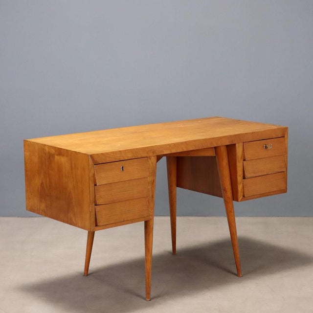 Maple Wood Desk with Drawers, 1950s For Sale - Image 9 of 9