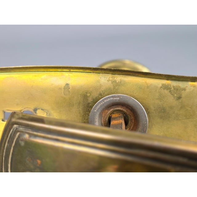 Metal 1900's Antique Arts and Crafts Bronze and Crystal Glass Front Door Handle Doorknob and Back Plates For Sale - Image 7 of 7