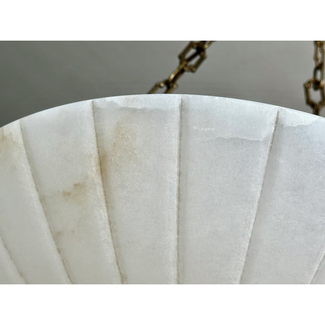 Vintage Directoire Style French Alabaster Pendant Chandelier For Sale - Image 12 of 17