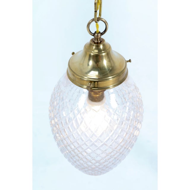 French Art Nouveau Brass Hall Light or Pendant with Beveled Glass, 1915 For Sale - Image 10 of 12