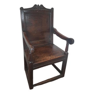 English Oak Wainscot Armchair, 1690 For Sale