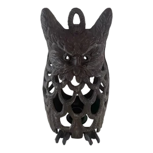 Mid Century Japanese Cast Iron Owl Lantern