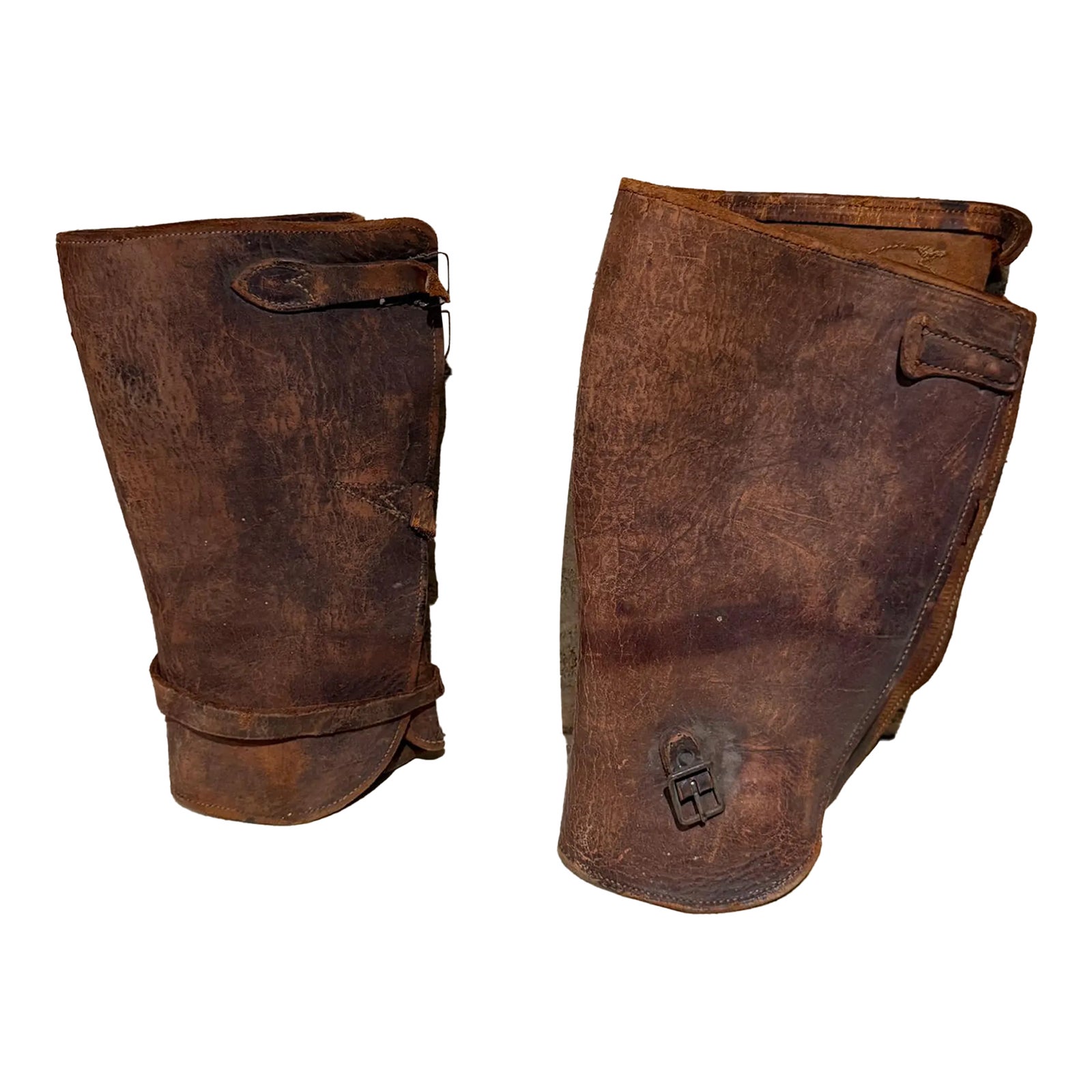 Vintage Horse-Riding Military Chaps Distressed Leather | Chairish