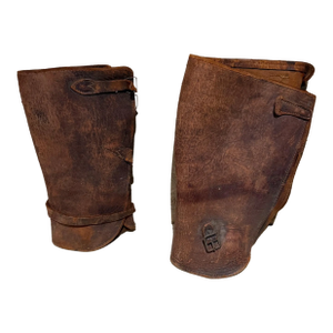 Vintage Horse-Riding Military Chaps Distressed Leather