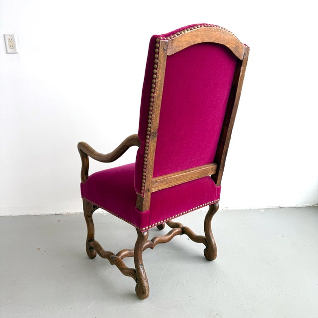Wood Louis XIII Style Pair of Os De Mouton Arm Chairs, 1890's. For Sale - Image 7 of 7