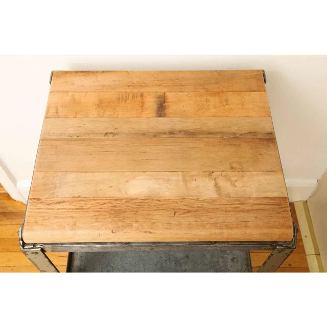 Early 21st Century Industrial Steel Shelving Table and Wooden Butcher Block For Sale - Image 5 of 7