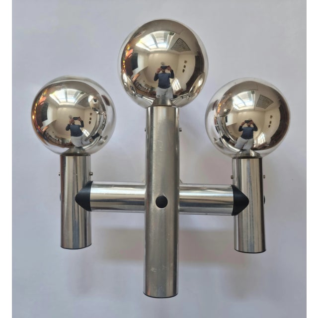 Metal Mid-Century Austrian Wall Sputnik for Kalmar, 1970s For Sale - Image 7 of 15