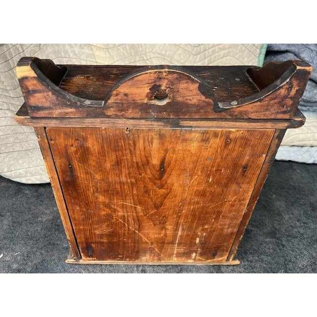 Folk Art 19thc Wall Hanging Spice Box With Porcelain Knobs For Sale - Image 3 of 5