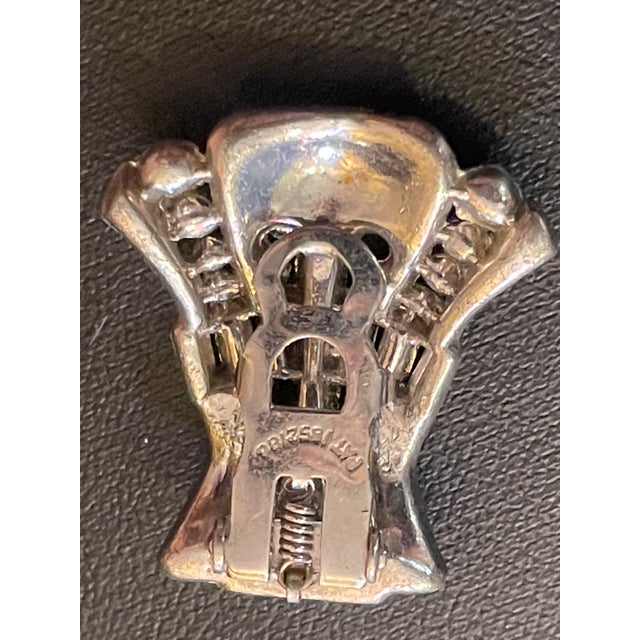 Art Deco 1930s Art Deco Heavy-Duty, Spring-Loaded Hinged Clip by Coro Patent Marked For Sale - Image 3 of 8