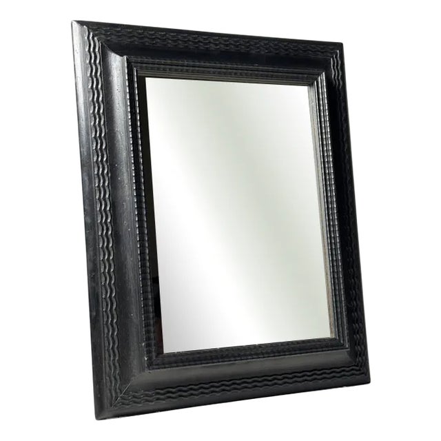 Mirror in Black Ribbed Frame For Sale