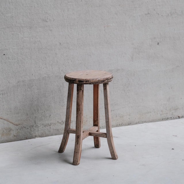 A simple tripod legged stool or side table. France, c1940s. Simple construction. Wabi-Sabi esque imperfections, ideal for...