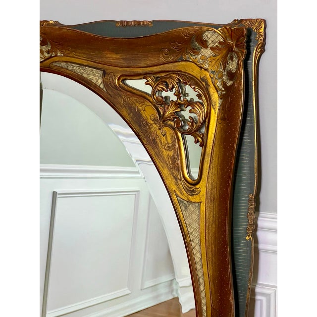 Italian Baroque Carved Giltwood and Paint Decorated Beveled Rectangular Mirror, 1920s For Sale In Philadelphia - Image 6 of 9