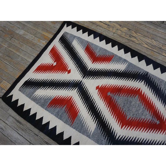 1930s Small Classic Native American Geometric Antique Navajo Flat Weave Rug For Sale - Image 4 of 11
