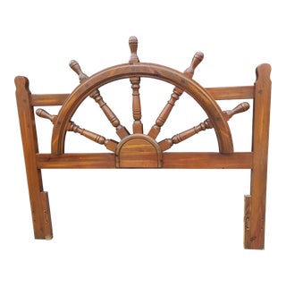Vintage Nautical Ship Wheel Helm Full or Queen Size HeadBoard, Circa 1970s For Sale