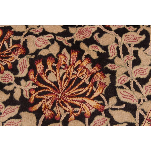1990's Honey Suckle Pak-Persian Black/Tan Wool Rug - 6'2'' X 9'1'' For Sale - Image 4 of 9