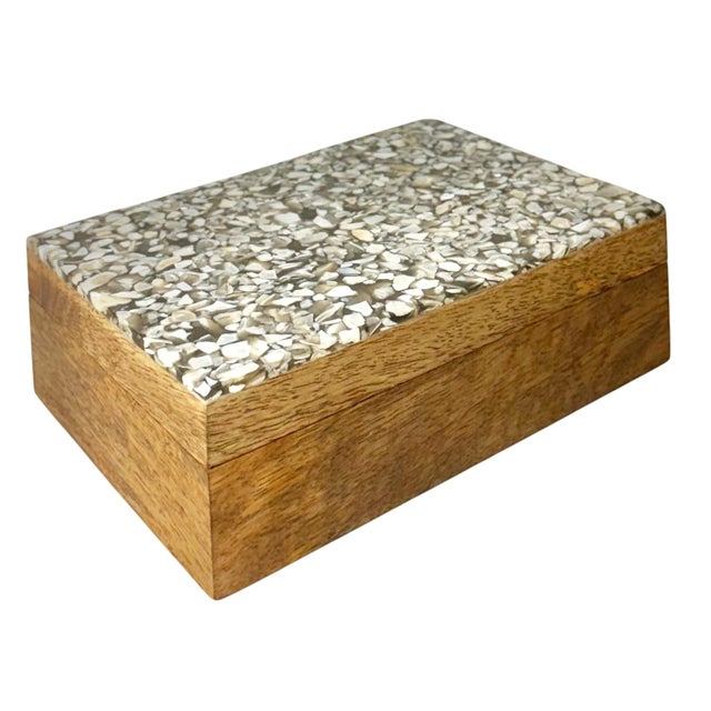 Vintage Maitland Smith Mother of Pearl and Bleached Wood Decorative Box For Sale In Tampa - Image 6 of 13
