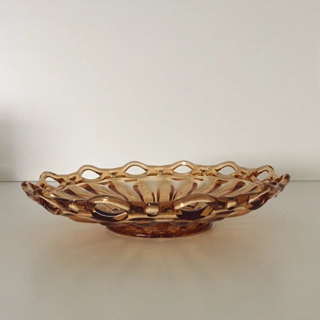 Vintage Amber Lace Edge Glass Bowl For Sale - Image 12 of 12