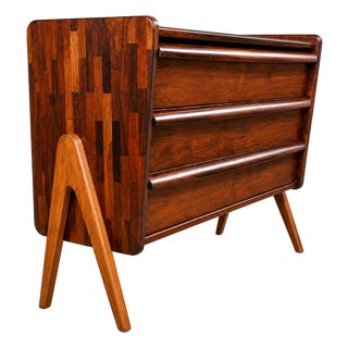 Brazilian Modern Patchwork Imbuia Chest of Drawers by Cimo, Brazil, 1950s For Sale