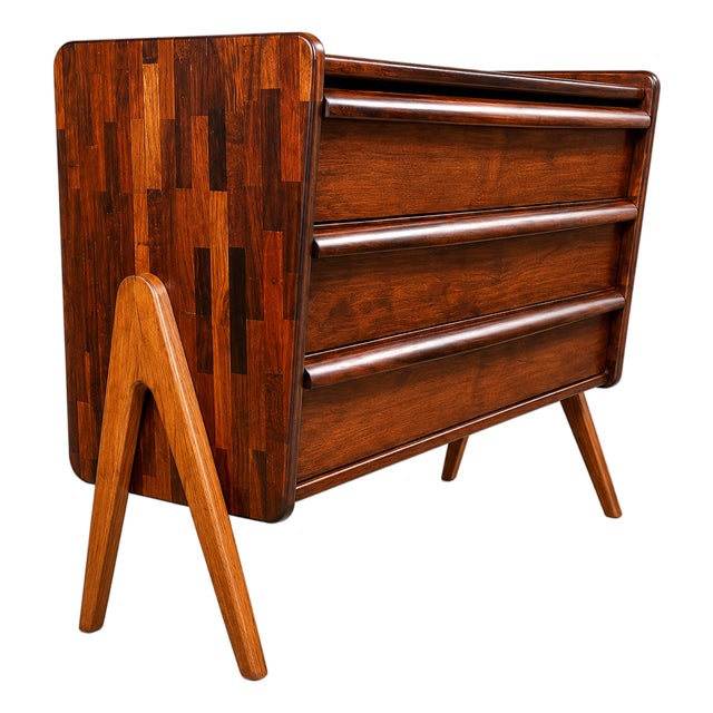 Brazilian Modern Patchwork Imbuia Chest of Drawers by Cimo, Brazil, 1950s For Sale
