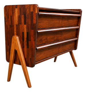 Brazilian Modern Patchwork Imbuia Chest of Drawers by Cimo, Brazil, 1950s