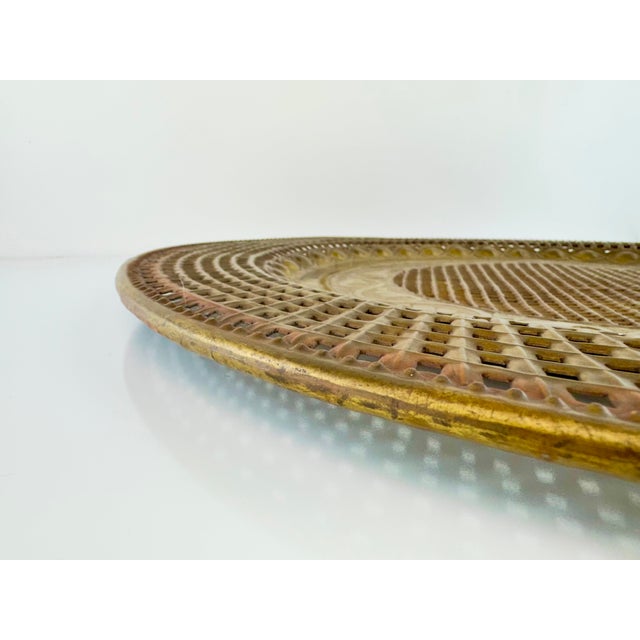 1960s Vintage Large Pierced Brass Decorative Wall Tray For Sale - Image 5 of 11
