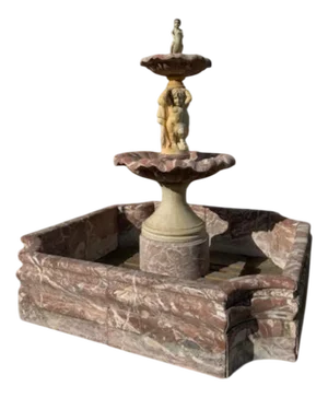 Antique Italian Hand-Carved Marble Fountain with Classic Shaped Basin