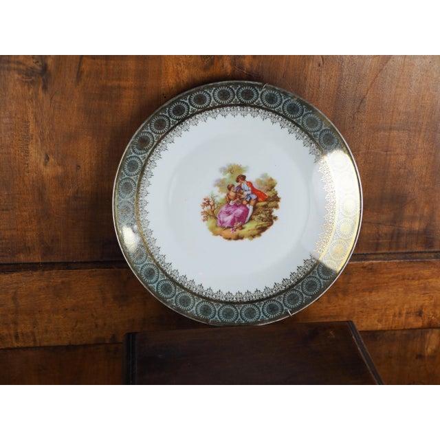 Mid-20th French Lucien Engel Fragonnard Plate With Gallant Scene For Sale - Image 4 of 11
