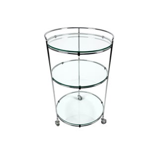 1970s Vintage Chrome and Glass Rolling Bar Cart For Sale