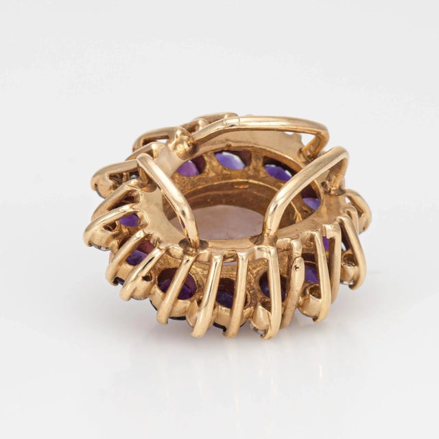 Modern Lavender Jade Pendant Amethyst Diamond Vintage 14k Yellow Gold Enhancer Jewellery For Sale - Image 3 of 4