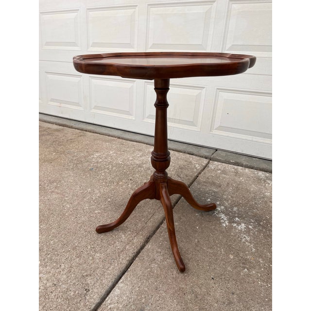 Wood Antique Mahogany Piecrust Side End Table- Newly Restored For Sale - Image 7 of 12