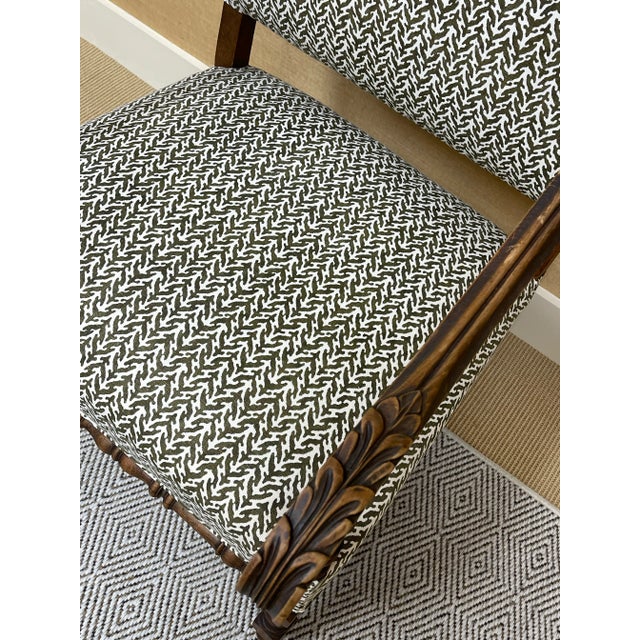 Late 20th Century Louis XIII Style Upholstered Arm Chair For Sale - Image 4 of 6