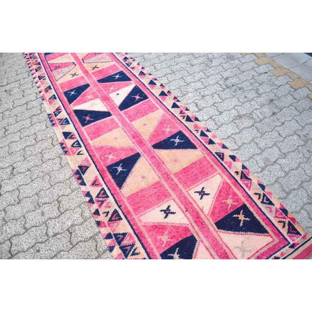 Textile 1960s Vintage Turkish Handmade Runner For Sale - Image 7 of 11