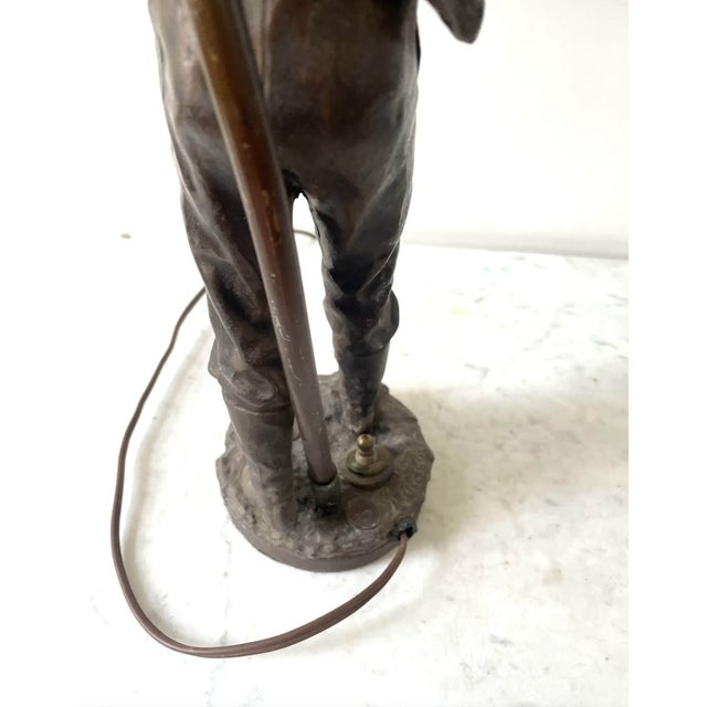 Late 19th Century Vintage Art Nouveau Bronze Spelter Sculptured Table Lamp - Made in France For Sale - Image 5 of 11