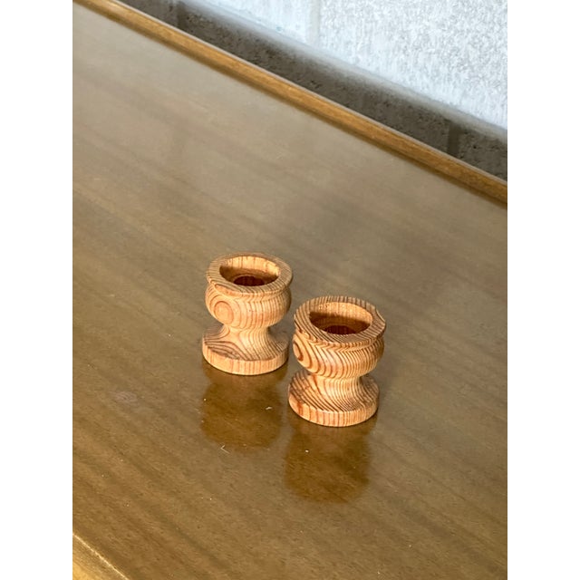 Mid-Century Modern 1960s Swedish Pine Candle Holders - a Pair For Sale - Image 3 of 6