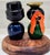 Mid 20th Century Vintage Japanese Kokeshi-Inspired Wooden Couple Dolls on Base For Sale - Image 5 of 10